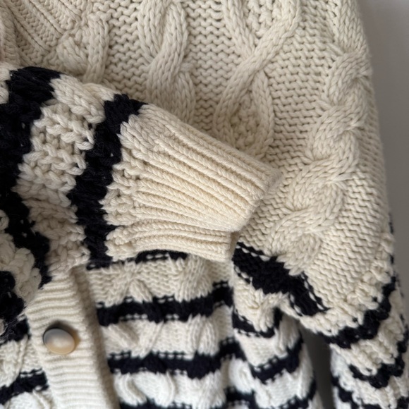Sezane Sean Cardigan Ecru / Navy - Size S - Picture 8 of 9